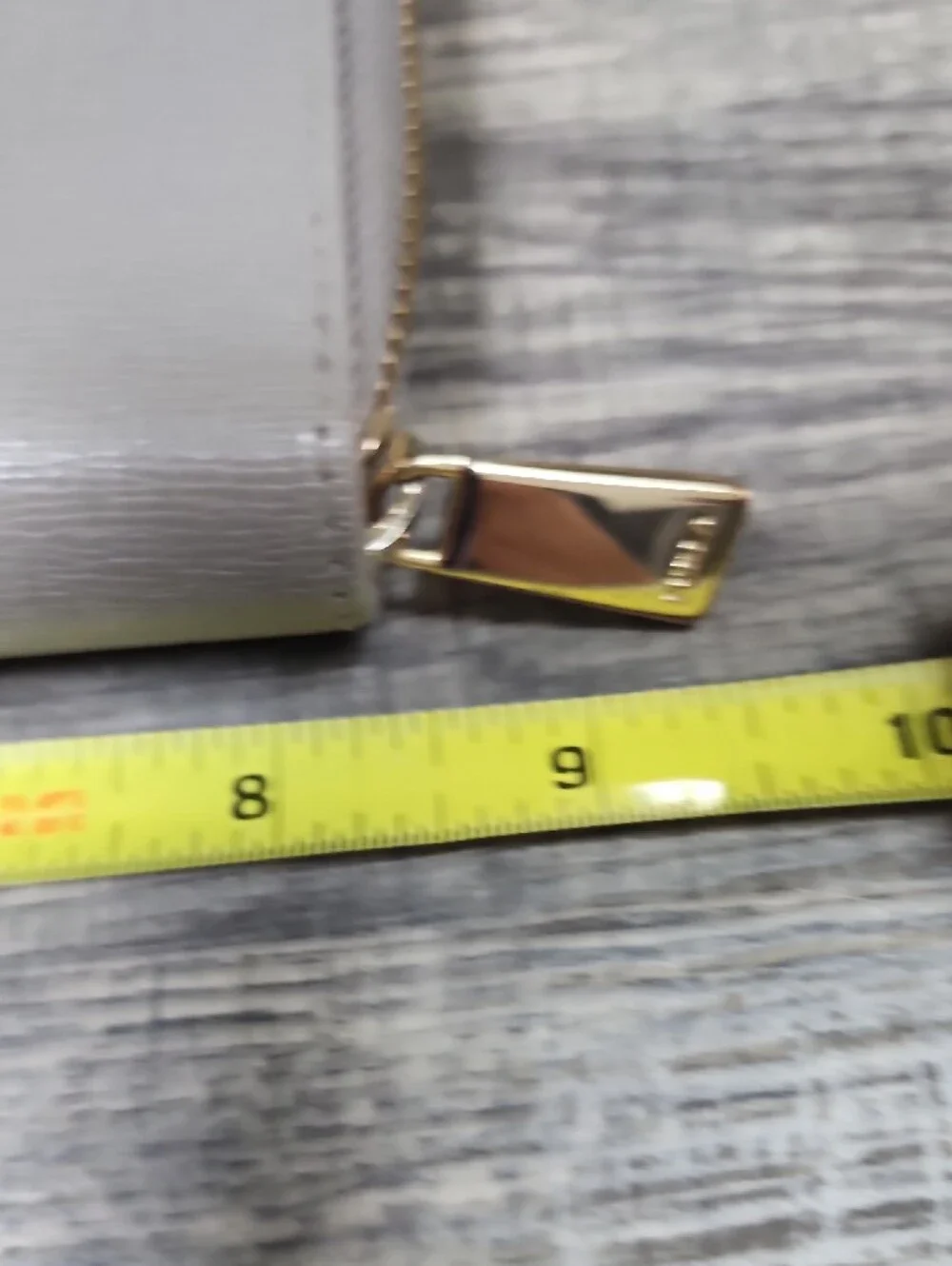 Furla Saffiano Zip Wallet in Pale Gray with Gold Hardware